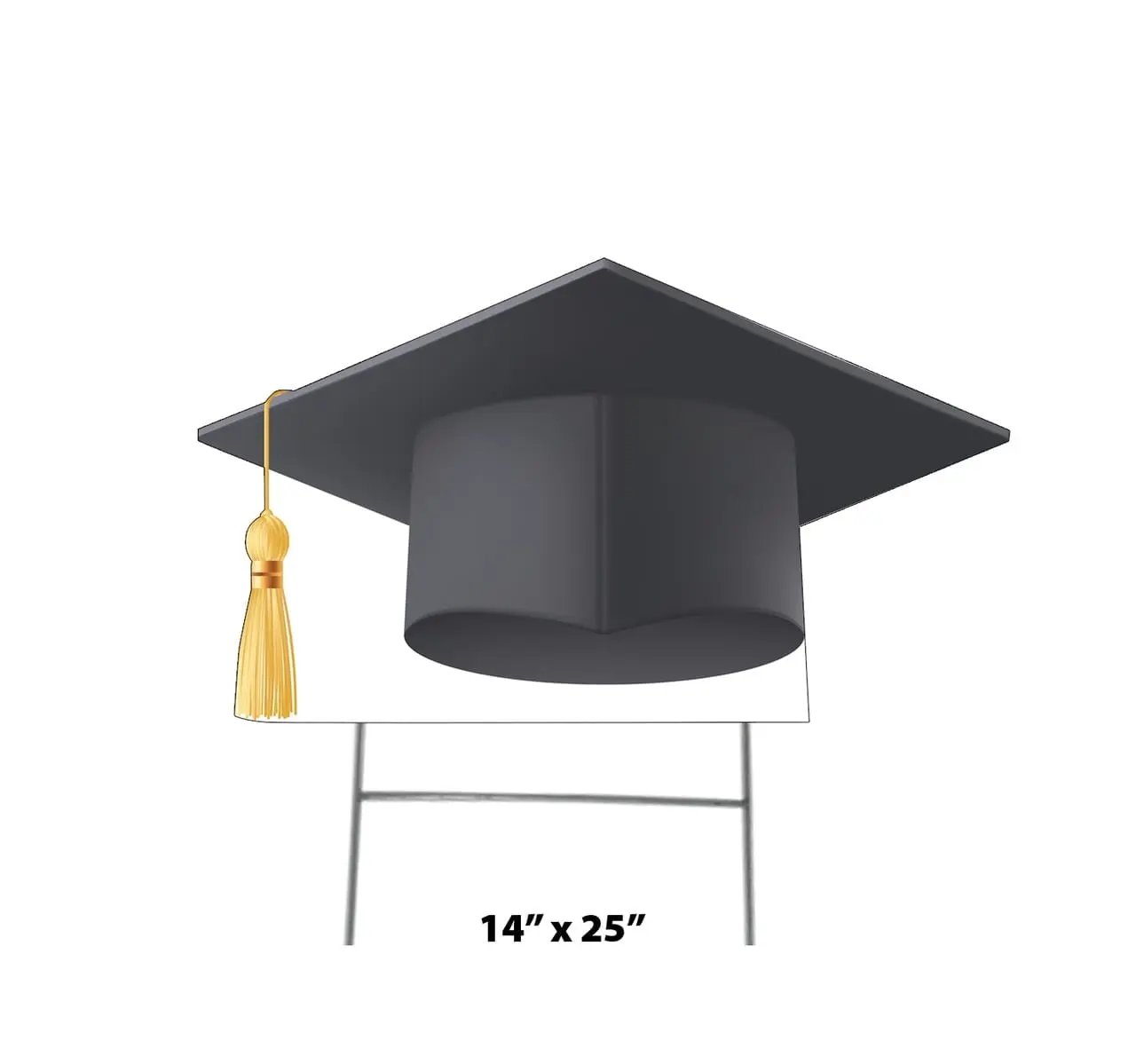 Advanced Graphics 3461 14 x 25 in. Black Grad Cap Icon Yard Sign