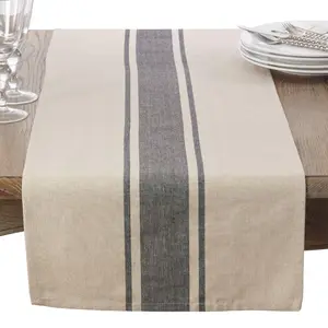 Saro Lifestyle Banded Design Runner, Natural, 16" x 108"