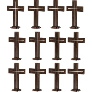 12 Inch 12 count Wooden Crosses for Craft Unfinished  Tabletop  Nativity   Standing  Centerpieces for Christmas Easter Church Sunday First Communion Baptism Decorations