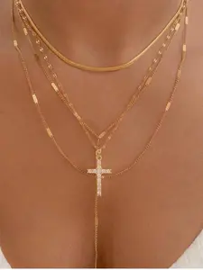 Women's Rhinestone Pendant Necklace Set, Snake Chain Design Jewelry Gift for Women & Men, Perfect for All Occasions, Daily Wear Necklace