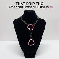 Pink Heart-Black Color Chain