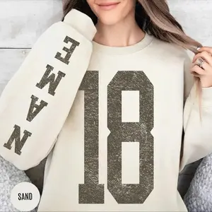 Custom Number and Name Sleeve Print Sweatshirt, Game Day Adult Hoodie, Personalized School Team Number Sweatshirt, Football Mascot Shirt