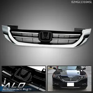 Front Hood Bumper Grill Grille Assembly Fit For 13-15 Honda Accord 4Dr Chrome