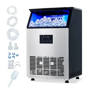 High-Capacity Stainless Steel Commercial Ice Maker Machine, Produces 150 Lbs Ice Per 24H with 40 Lbs Storage Bin, Built-in & Freestanding Available, Dual Water Inlet, Auto Self-Cleaning & 3 Selectable Ice Sizes for Home Bar, Café and Restaurant