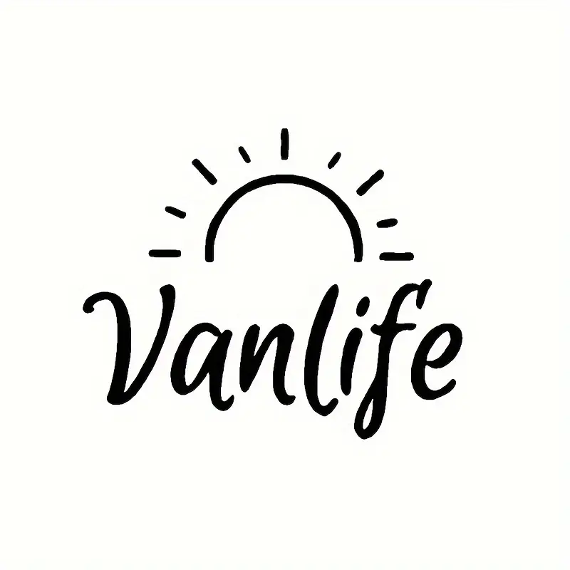 1PC Vanlife+Sun Logo" Car Campervan Sticker For Body/Window Cross-border Hot Vanlife Goodie Adds Casual Texture Top For Car Campervan Style Fans