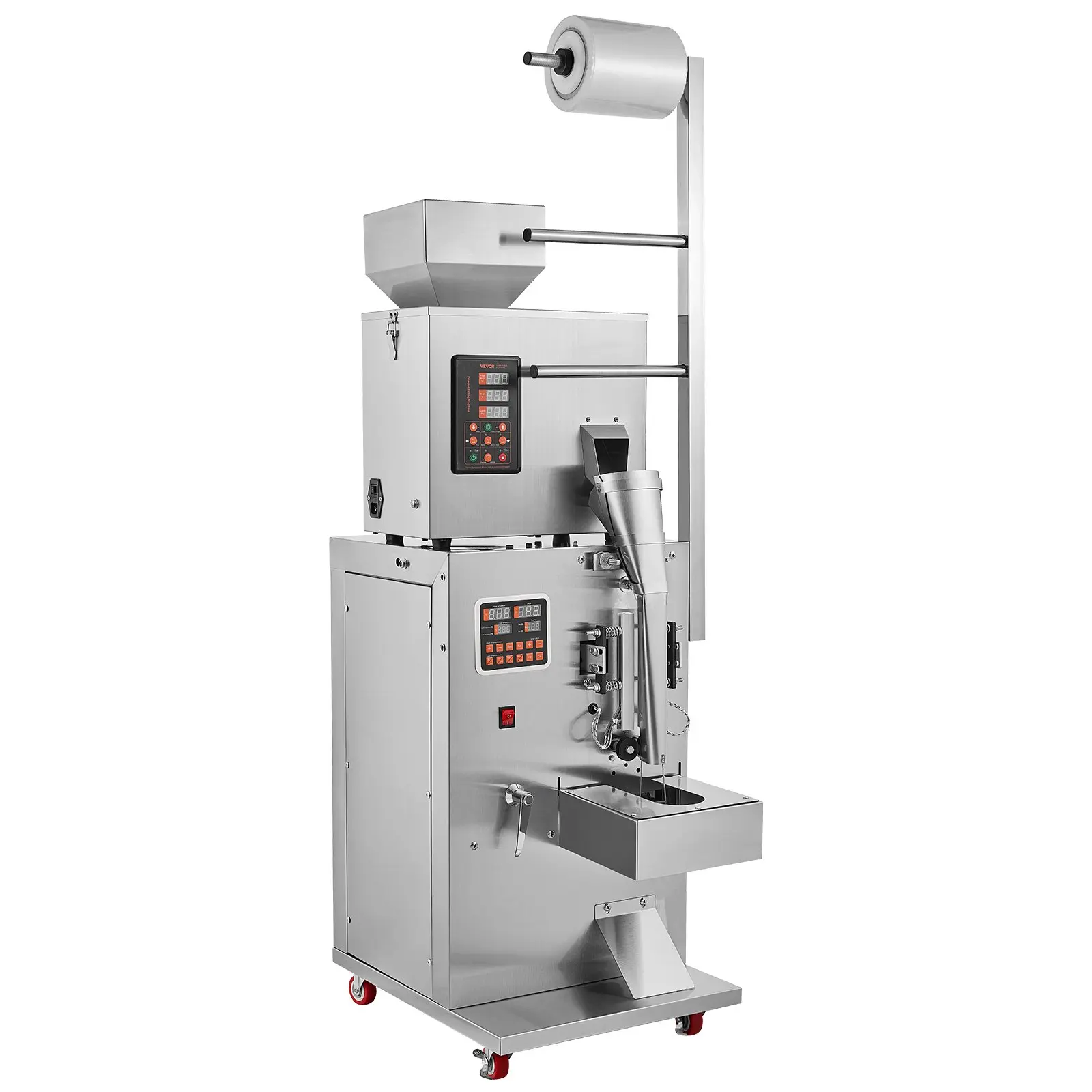 VEVOR Automatic Particle Pouch Packing Machine, 550W Fully Automatic Filling Equipment, 1-100g/0.002-0.22lbs Weighing Tool, 101.21lbs, 16.54x15.04x48.62in, Easy to Clean for Tea & Grain