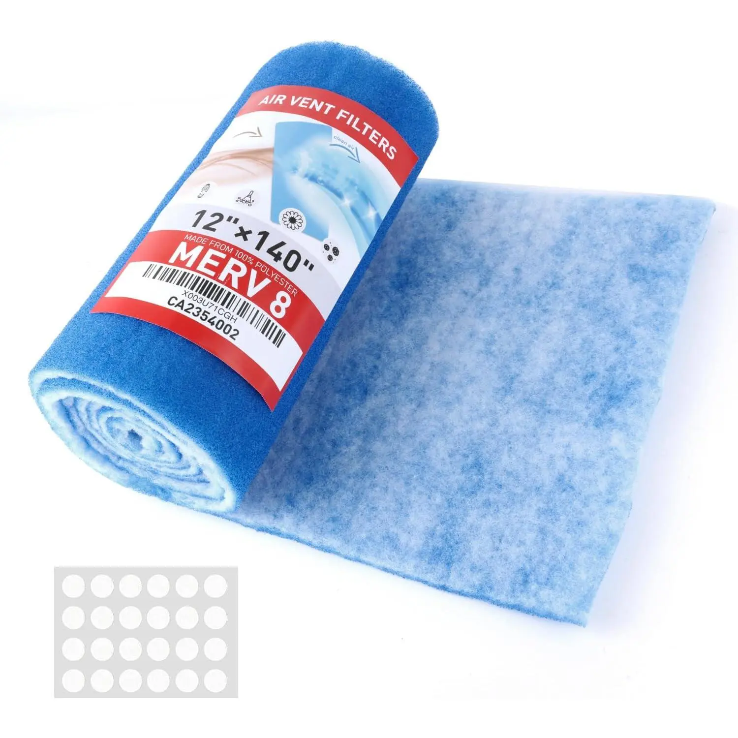12" x 140" Air Vent Filters Kit Cut to Size Floor Vent Filters for Home MERV 8 Electrostatic Air Filter Roll & Adhesive Hook Tape 30+ Filters