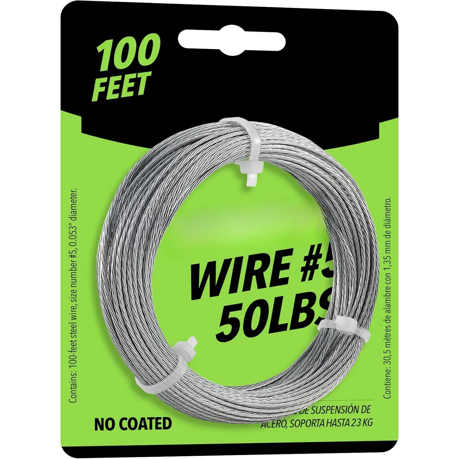 Picture Hanging Wire #5 50lbs 100-, Flexible Steel Wire 16 Gauge for Hang Up Frame/Painting and Mirror