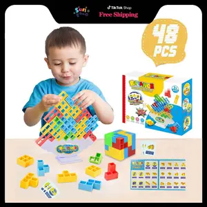 Suntomo Balance Stacking Blocks Game, Board Games, For 2 Players+ Family Games, Parties, Travel, Kids & Adults Team Building Blocks Toy