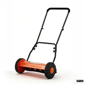 [FLASH SALE]  Garvee 16" Push Reel Lawn Mower, 5-Blade Manual Walk-Behind Mower with Adjustable Cutting Height, Foldable Hand Push Mower for Small Yards, Orange
