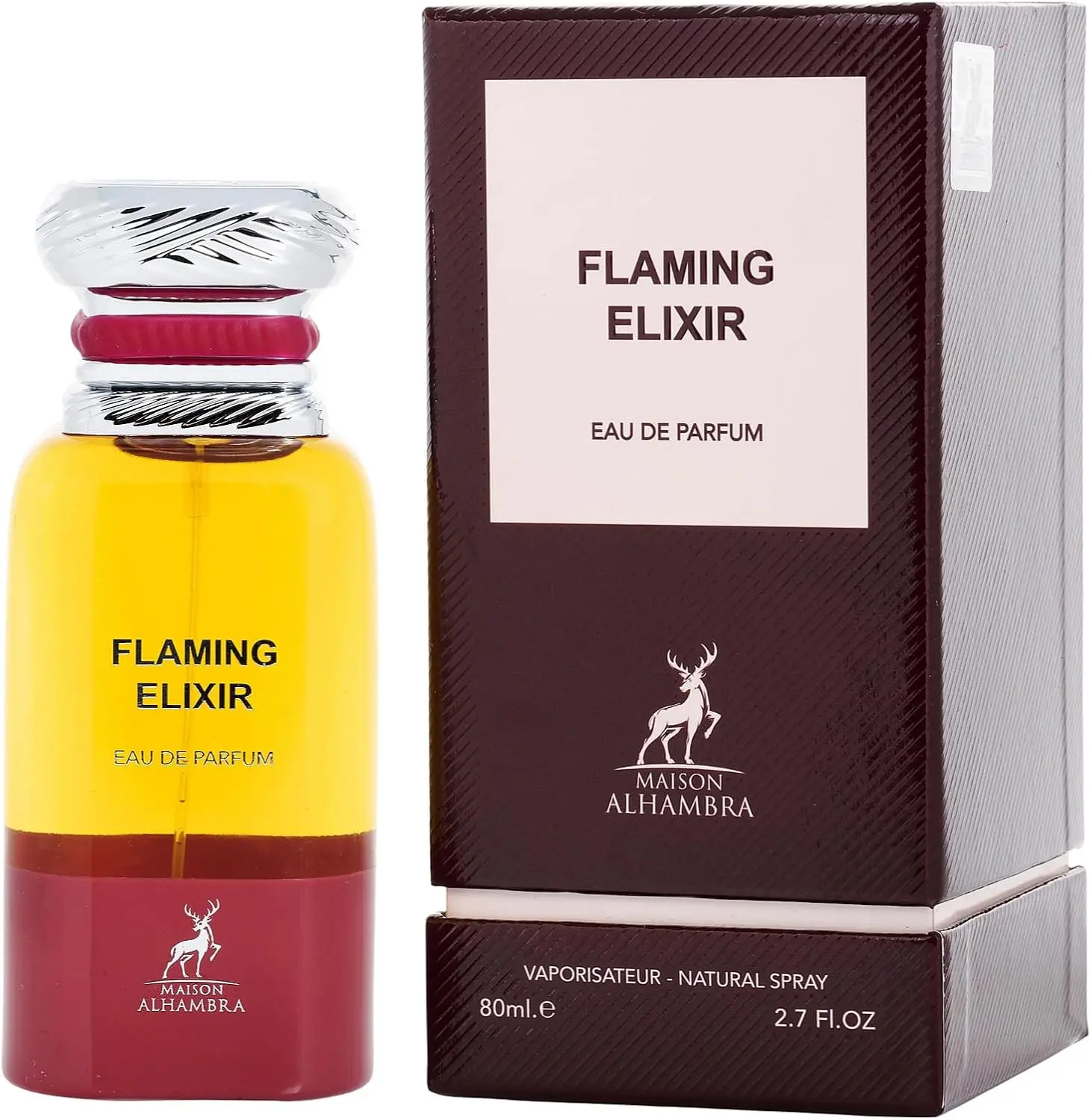 MAISON ALHAMBRA Flaming Elixir 80ml Unisex EDP Fragrance - Cherry-Saffron Scent, Spicy Fresh & Spicy Woody Notes, Includes Leather Case, Single Item, Spicy Woody Fragrance