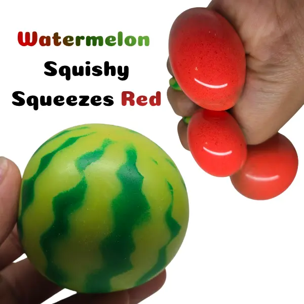 Watermelon Squishy Squeezes Red inside Small Hand sized Squishy Fidget Toy