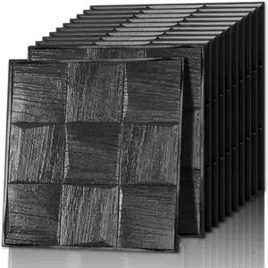 New 40PCS Large 3D Wall Panels - Peel and Stick, Textured Foam, Self-Adhesive, Black Brick Wallpaper for Walls - Easy DIY Interior Wall Decor for Kitchen, Bathroom, and Home Decoratio