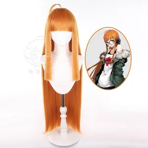 Anime P5 Sakura Futaba Cosplay Wigs Women 100cm Length P5 Cosplay Heat Resistant Synthetic Hair Party+Wig Cap
