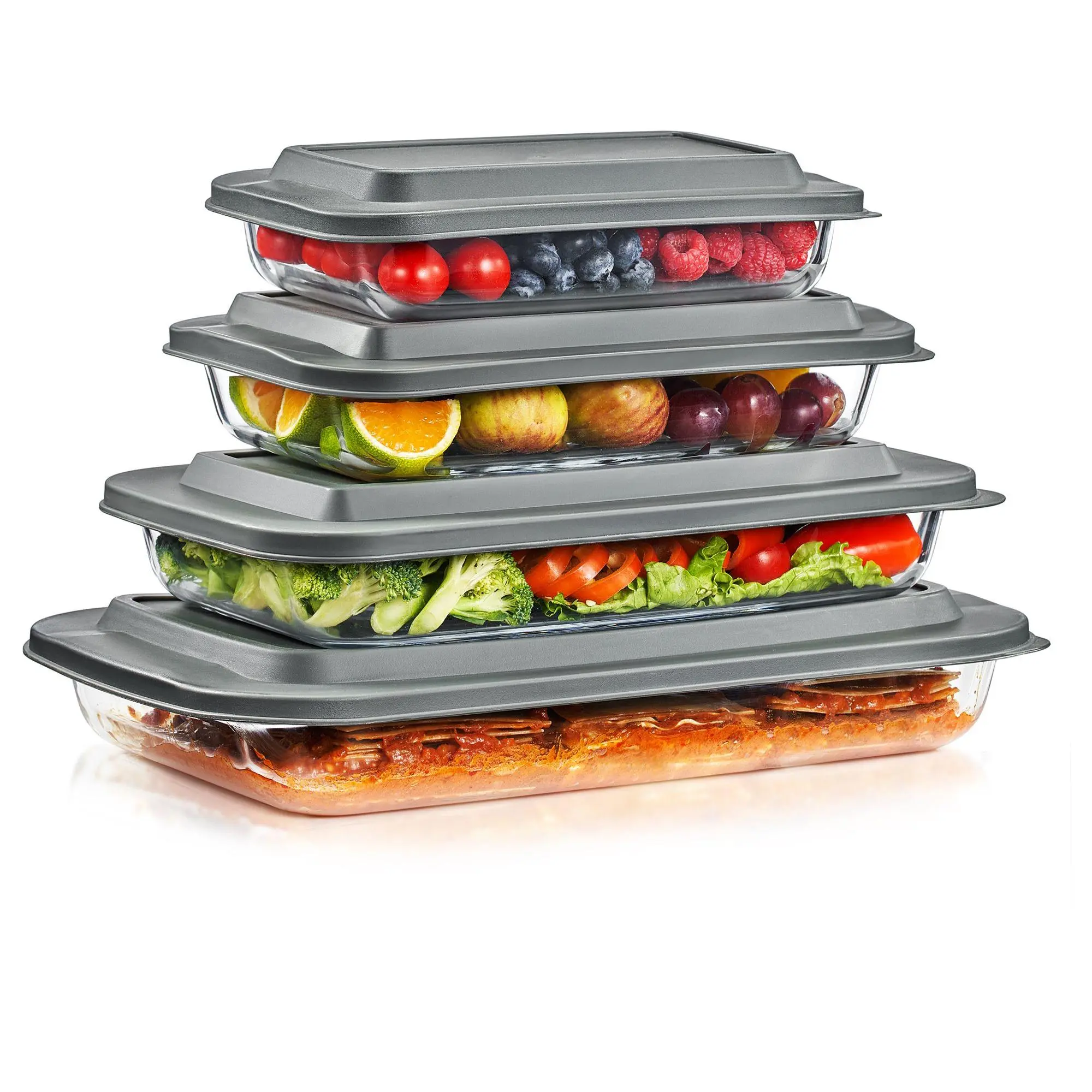 Sorbus Deep Glass Baking Dish Set with Lids (8-Piece)