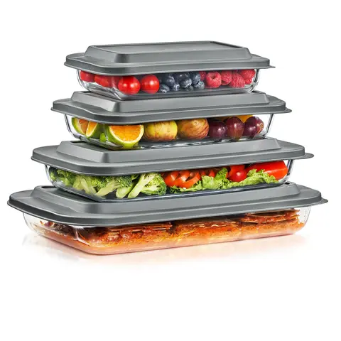 Sorbus Deep Glass Baking Dish Set with Lids (8-Piece)