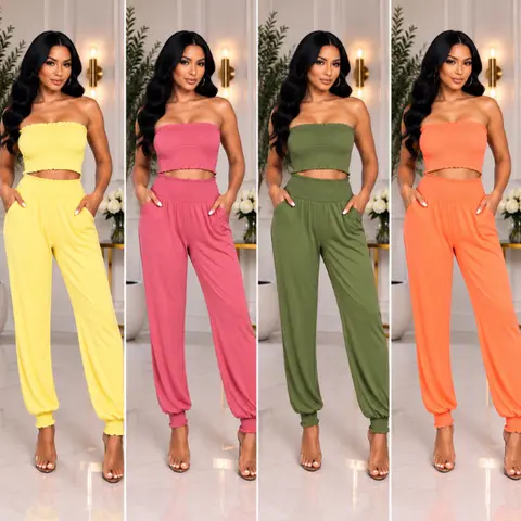 Elina Tube top and Jogger Pants Set - Women's All Seasons