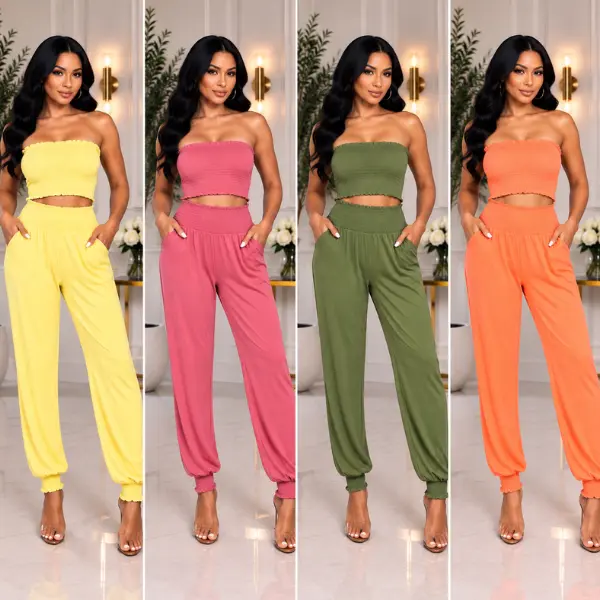 Elina Tube top and Jogger Pants Set - Women's All Seasons