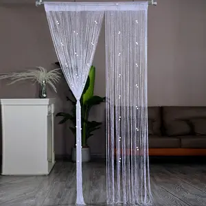 Pearl Decor Curtain for Living Room, No-Drill Room Divider with Silver Color Tassels, Wedding Party Decoration, Elegant Design, Home Decoration Curtain