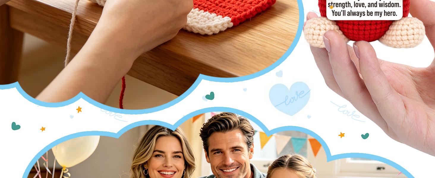 Mini Fathers Day Dad Gifts for Men from Daughter Son Wife Funny Handmade Crochet Hero Birthday Gift for Dads Inspirational Best Dad Ever Gift for Step Dads Father in Law Husband Mini Fathers Day Dad Gifts for Men from Daughter Son Wife Funny Handmade Crochet Hero Birthday Gift for Dads Inspirational Best Dad Ever Gift for Step Dads Father in Law Husband