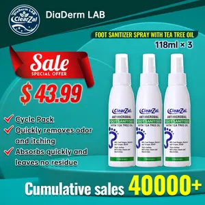 ClearZal Foot Sanitizer Spray with Tea Tree Oil, 4-Ounce Bottle 3 packs cycle pack ,Contains natural tea tree oil and aloe vera Long-lasting disinfectant and antibacterial spray