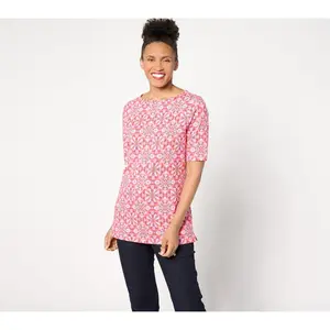 Denim & Co. Regular Perfect Jersey Boat Neck Elbow Sleeve Tunic