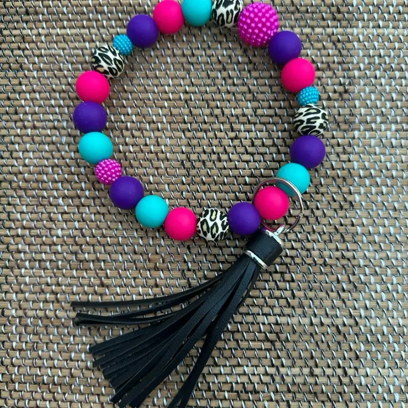 Wristlet Keychain - Colorful Beaded Design with Tassels, Perfect for Everyday Wear