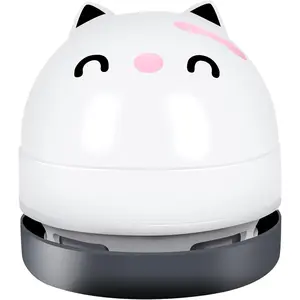 Mini Desktop Vacuum Cleaner, Portable USB Vacuum Cleaner for Desk Mini Cute Cartoon Desktop Vacuum for Cleaning Eraser Crumbs, Dust, Crumbs, Computer, Keyboard and Car (White)