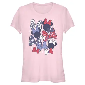 Minnie Mouse Red and White Bows Juniors T Shirt