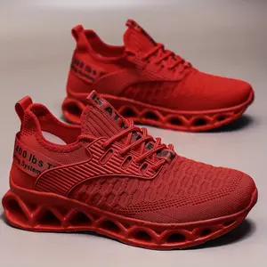 [Breathable Men's Sports Shoes] Lightweight Breathable Men's Non-Slip Outdoor Sports Shoes | Red & Black Mesh Athletic Sneakers with Rubber Sole for Gym, Tennis, Hiking & Training | All-Season Comfort, Durable Traction Footwear, Sleek Sporty Design