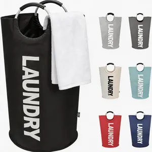 2-Pack 95L Laundry Baskets Collapsible, Tall Freestanding Clothes Hampers with Handles, Foldable Laundry Bag Bin for Bedroom, Bathroom, Dorm