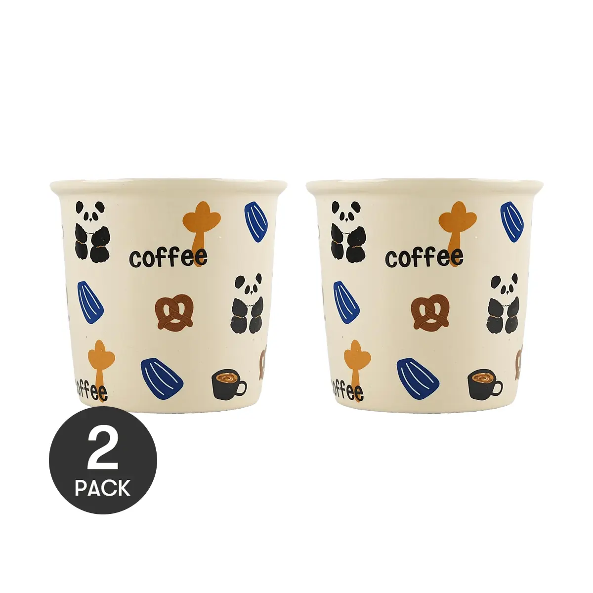 KAWASIMAYA 2 Pack Cute Coffee Mug Set, 380ml Ceramic Panda Mugs, High-Value Aesthetic Coffee Cups for Tea & Milk