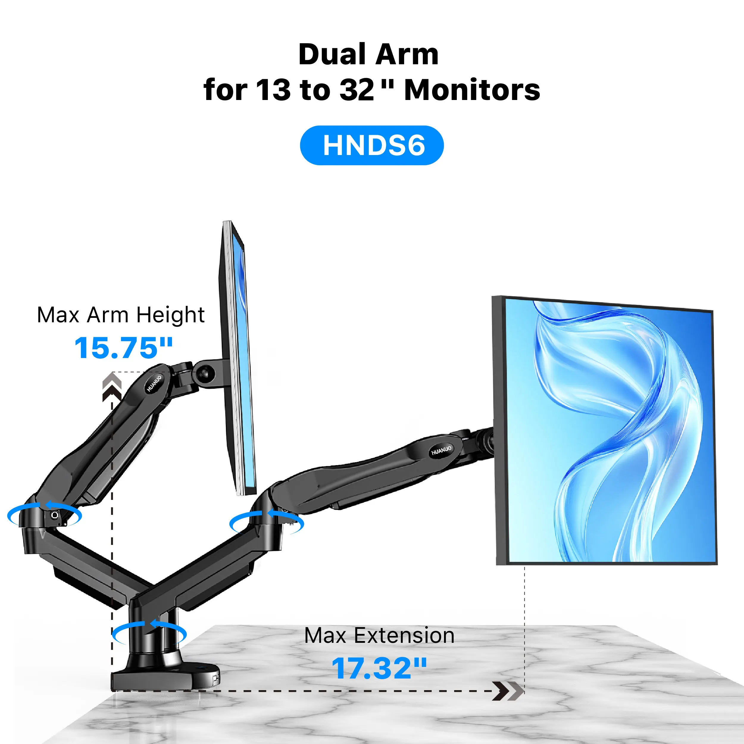 [Dual Arm]-[Black]-for [13-32'' Screen]-19.8lbs