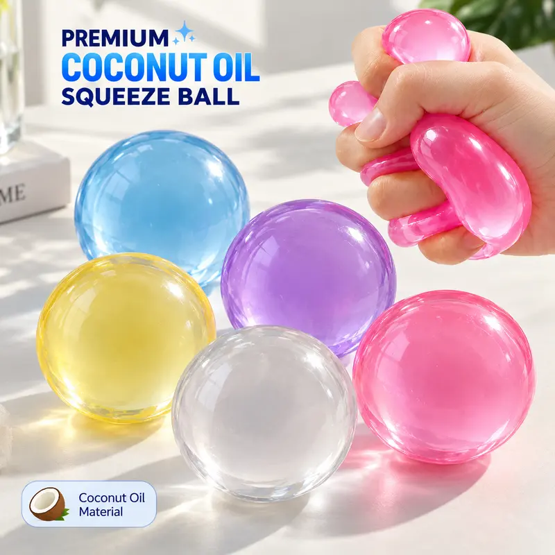 Shapeable Coconut Oil Stress Ball No Rebound Squeezing Fidget Toy for Anxiety Stress Relief Handmade Sensory Squishy Toy