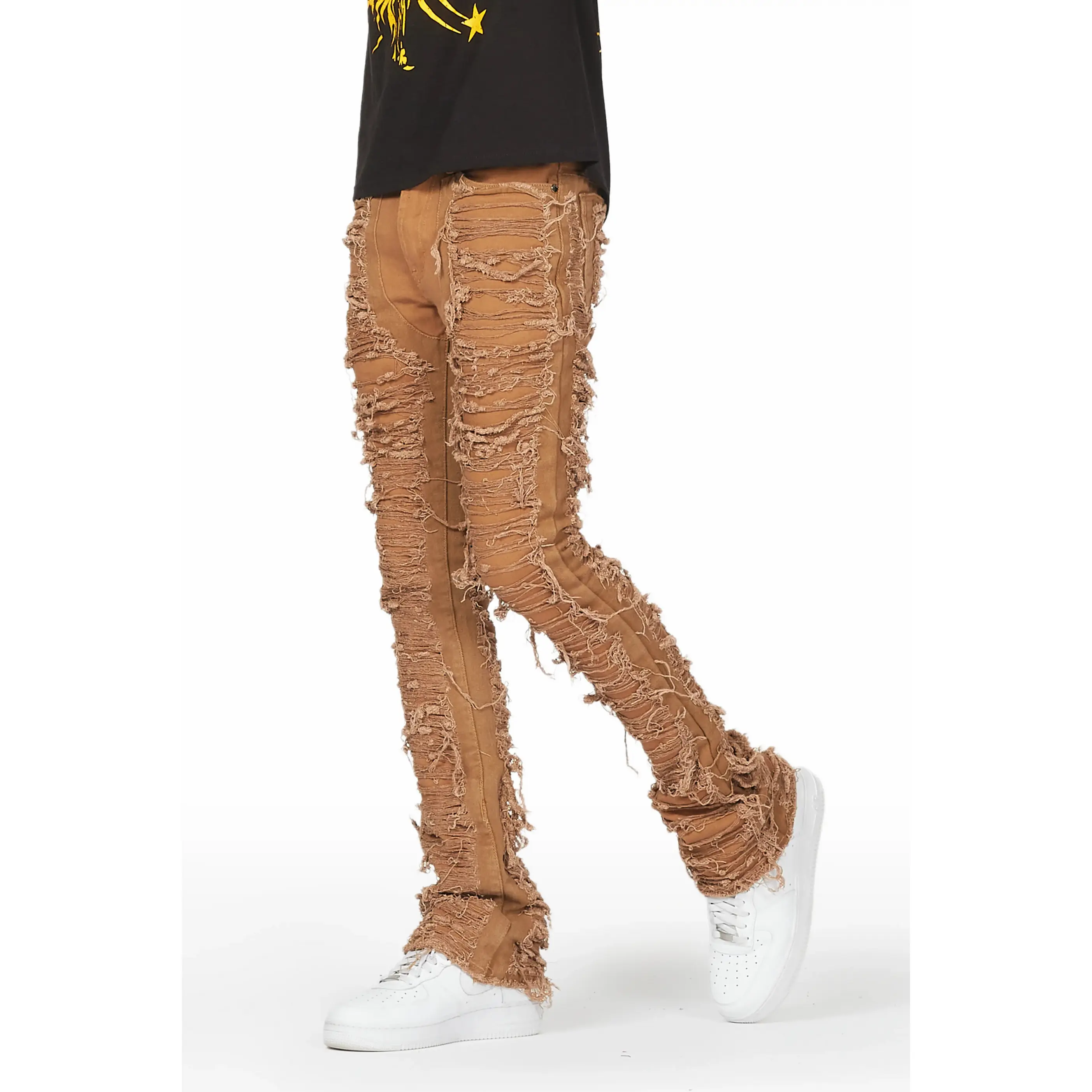 Conrad Beige Stacked Flare Jean