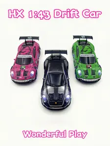 Wonderful Play: 2026NEW 1:43 4WD RC Drift Car with Gyro, Full Proportional Control, Metal Body, LED Lights, Type-C Charging, Bonus Tires & Rear Spoilers-Perfect Birthday Gift for Kids & Boyfriends, Ideal Desktop Drift Toy