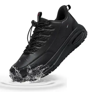 Mens Wide Non Slip Work Shoes Waterproof and Oil Resistant Comfortable Sneakers for Kitchen Food Service Restaurant Footwear