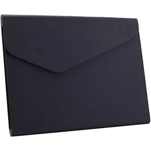 PU Leather A4 File Folder Document Holder  Portfolio Envelope Folder Case with Invisible  Closure Black