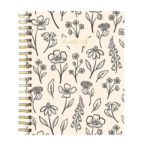 Elyse Breanne Design Undated Planner for Office Stationery Supplies & Time Management Solutions - Monthly/Weekly Calendar, Note Pages, Coloring Pages, Habit Tracker, Sticker Sheet, Built-in Folder, Soft Touch Hardcover, 8.5x11" or 7x9" Recycled Paper