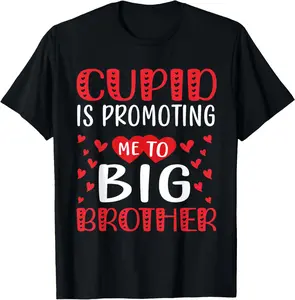 100%cotton valentines day cupid is promoting me to big brother toddler T-Shirt plain  tops Vintage Womenswear