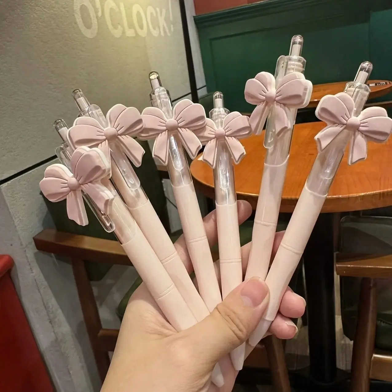 6pcs/10pcs Bow Party Ballpoint Pen Set, Cute Click Pens, Aesthetic Pens, Cute Office Pen, Party Favor Gifts, Back-To-School Essentials, Study Tools, Fashion Stationery, Writing Stationery
