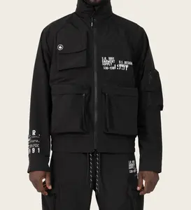 Smoke Rise 'Racing Utility' Windbreaker Jacket (Black) WW26S482