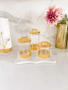 Gold Acrylic Airtight Storage Canister (Set of 3)