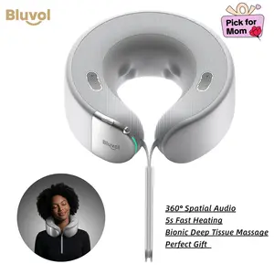 【MothersDayGift】Bluvol Nest 10 Ultra Immersive Heated Neck Massager, Therapist-Style Deep Tissue Pain Relief, 360° Spatial Audio, Cordless Massager for TV Watching, Gaming, Office Work