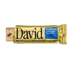Chocolate Chip Cookie Dough - David Protein - 1 Carton – 12 Bars (28g protein. 150 calories. 0g sugar)