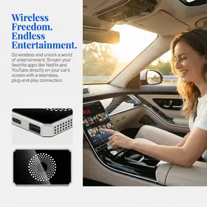 Wired to Wireless CarPlay Adapter with Android – Stream Netflix, YouTube & TikTok, Plug & Play for CarPlay/Android Auto Cars (Not for Tesla, BMW, Porsche or Wireless CarPlay)