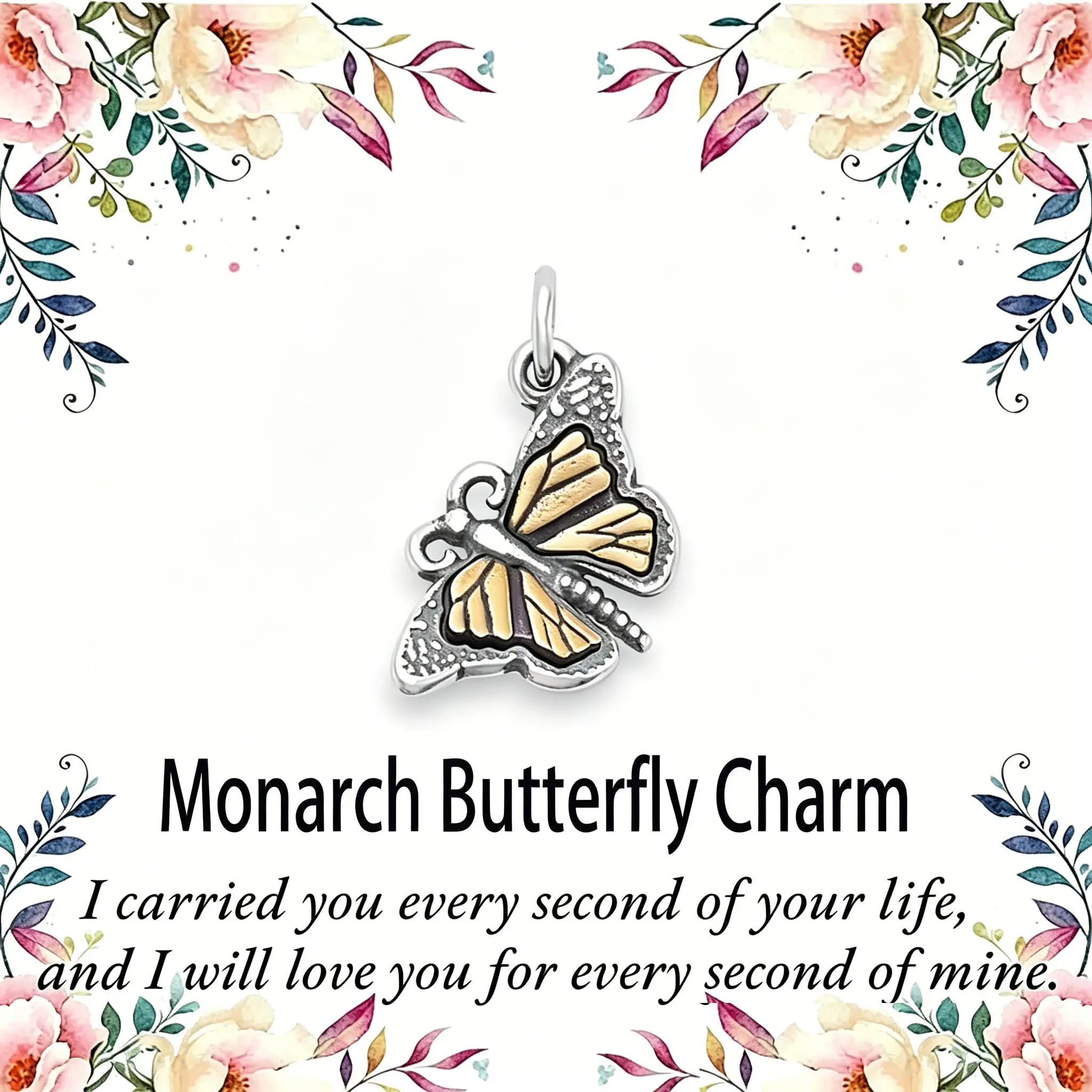1pc Silver-Plated Monarch Butterfly Charm with Copper Base, Vintage Motif & Butterfly Form, Fashion Everyday Jewelry Accessory for Necklace/Bracelet, Ideal for Daily Wear or Birthday Gift