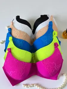Women's Underwire Bras with Lace Panel 6-Pack Mixed Color LS05 Comfortable & Stylish Underwear Set