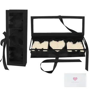 Empty Mother's Day Flower Box: MOM Letters Shaped Fillable Cardboard Boxes with Ribbon and Lid for Mothers Birthday, Valentine's Day, Christmas, Roses Chocolate Jewelry Packaging, Gift Bouquet Box, DIY Bouquet (Black)