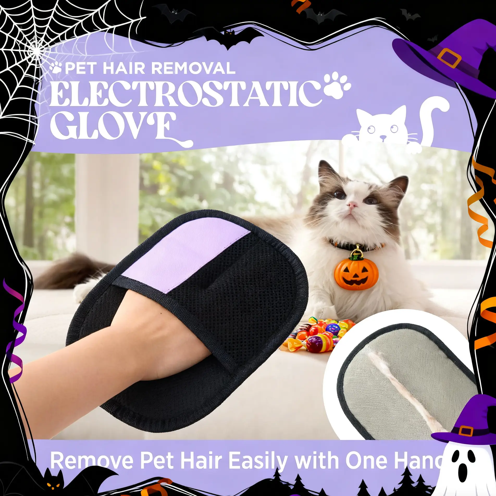 Lesure Pet Hair Remover Glove, Electrostatic Removal Gloves for Pet Hair, Pet Hair Remover Gloves for Dog & Cat, Reusable Pet Hair Remover Glove for C